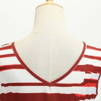 Hvyesh Žene Ljetne haljine plus veličina plaža Line haljina crvena bijela i plava ispis v izrez za izrez