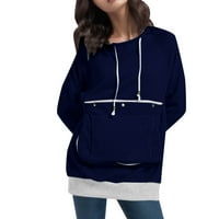 Slatka predimenzionirana dukserica za žene jednobojna pamučna udobna dukserica s džepovima Ležerna Vezica za pulover BU SizeXL