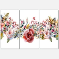 Wildflower i roze ruže Painting Canvas Art Print