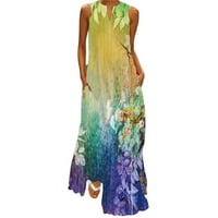 SKPBlutn Formalna haljina za žene Ljeto Ležerne prilike bez rukava V izrez Maxi Labava haljina Boho Beach Dug Senderss sa džepovima