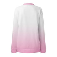 Jesen i zima novi cvijet Print okrugli vrat džemper Dugi rukav Casual labav ženski džemper svjetlo Zipper Duks Pink XL
