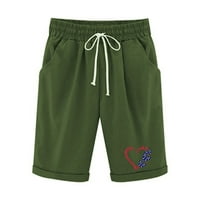 Penkiiy Fashion žene kratki štampani uski džep visokog struka elastičnost sportski polu-šorc pantalone aktivne pantalone XXL Vojska zelena na klirensu