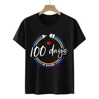 Imestou Fashion Print majice BlackWomen Odjeća poklon za djevojku pod sretan 100. Dan škole ženska višebojna kratka rukava majica grafički štampani vrhovi