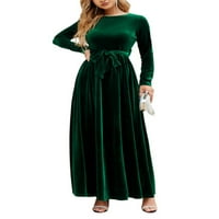 Niuer žene labave jednobojne haljine dame vrećaste Maxi haljine Crew vrat koktel pertle Casual Dress Green XL