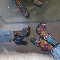 Youmylove ženske guste visoke pete Peep toe čizme patentne cipele s patentnim cipelama s jedne cipele