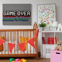 Stupell Industries Retro Game Over Phrase Rustic Video Game Text Canvas Wall Art Design by Daphne Polselli, 36 48