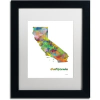 Zaštitni znak Likovna umjetnost državna karta Kalifornije - 1 Umjetnost platna Marlene Watson, bijeli