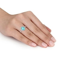 Miabella Women's 1- Carat T.G.W. Ovalni rez apatit i karat T.W. Diamond 10kt bijeli zlatni ovalni halo prsten