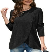 Capreze neregularni rub pulover pletiva za žene za žene labav majica rade čvrste boje crne xl