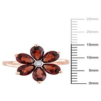 Carat t.g.w. Garnet i Diamond-Accent 10kt Rose Gold Cvjetni prsten