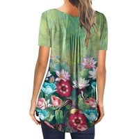 Jsaierl Womens Ljetni vrhovi labavi fit modne dame Ispiši majicu okruglog vrata kratkih rukava casual bluza