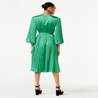 Scoop ženski rukav bluzon resetirani pojas začepljenu predimenzioniranu preveliku haljinu