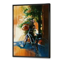 Designart 'Ancient Bicycle and Old Hat on Summer Day' Vintage Framed Canvas Wall Art Print