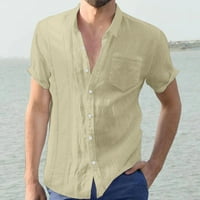 Musko casual labav majica muški poklopcijski ovratnik, ljetna majica s kratkim rukavima s džepnim vrhovima prsa