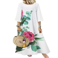 Uerlsty Plus Veličina Žene Baggy Kaftan haljina Lady Beach Holiday Boho Floral Maxi Sendress
