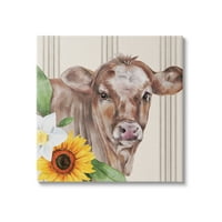 Stupell Country Cow Floral Blooms Uzorak Životinje I Insekti Slika Galerija Umotano Platno Print Wall Art