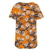 Košulje za žene ženski kratki rukav labavi vrh Casual Plus Size Tunic Top Orange M