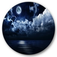 Designart 'Noć punog Mjeseca u oblačnom nebu' moderna kružna metalna zidna Umjetnost-disk od 11