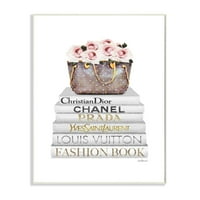 Stupell Industries modni dizajner ružičasta torbica za cvijeće Knjižara Bijela akvarelna zidna ploča Amande