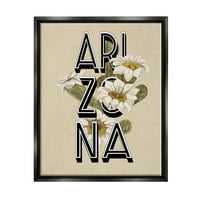 Stupell Industries Arizona State Flower Saguaro Blossom tipografija dizajn grafička Umjetnost Jet crno
