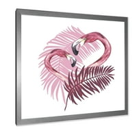 Designart 'Pink Flamingo u tropskom ljetnom II' Tropski uokvireni umjetnički Print