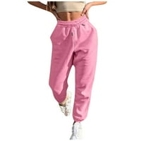 Pink Novo proljeće i ljetni ženski modni sport Solid Boja džepa za crtanje ležerne hlače