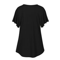 Ganfancp ženske košulje, casual kratkih rukava V-izrez čipke prozračne vrhove, veličina S-2XL