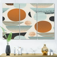 Designart 'Retro Shapes With Abstract Moons and Suns I' Modern Canvas Wall Art Print