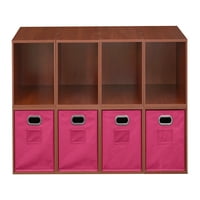 Regency Niche Cubo Storage Set of Cubes and Canvas Bins - Cherry Pink