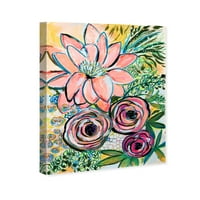 Wynwood Studio Floral and Botanical Wall Art Canvas Prints 'Peonies Party of Two' Florals-Green, Orange