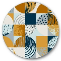Designart 'Retro polukrugovi kvadrati i krugovi' moderni krug metalni zid Art - disk od 11