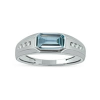 Imperial dragi kamen Sterling Silver Emerald Cut simulirani akvamarin i stvorio bijeli safir muški prsten