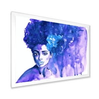 PROIZVODNJA Sjajni plavi portret Afroameričke žene moderne uramljene umjetničke otiske