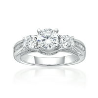 Jay srce dizajn srebra okrugli simulirani Bijeli dijamanti sa Kanalnim setom kameni prsten