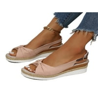 Ymiytan ženske cipele gležnjače Espadrilles Sandal Open Toe klin sandale Radni Bowknot Slatka kopča ružičasta