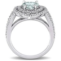 Miabella ženski 1 - karatni akvamarin i karatni dijamant 10kt bijeli Zlatni dvostruki Halo prsten