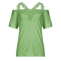 Inleife Plus Size ljetni topovi modni ženski V-izrez Casual čipkasti Patchwork čvrsti vrh bluze