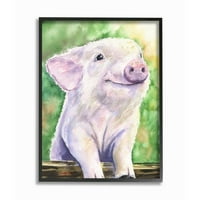 Stupell Industries Baby Pig Animal zelena akvarelna slika platnena zidna Umjetnost George Dyachenko