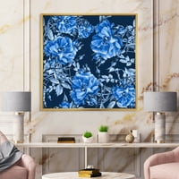 Sažetak plavi divlji cvjetnici uokvireni farbanje platno Art Print