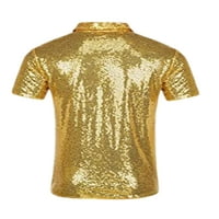 Luxplum Muška polo majica spuštene majice rever vrat ljetni vrhovi opuštena bluza za zabavu pulover Gold