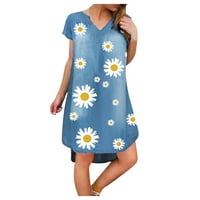 Sundresses for Women Shift dress Tunic Dress Womens Denim Dress Floral Print Dress Casual V izrez haljine