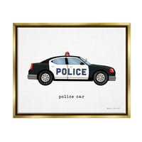Stupell Policijski Automobil Vozilo Edukativni Prevoz Slikarstvo Zlatni Plovak Uokviren Art Print Wall