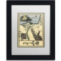 Zaštitni znak likovne umjetnosti 'Egipat Mapa' Platno umjetnost Nick Bantock, bijeli mat, crni okvir