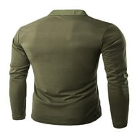 Colisha muškarci Henley majice jednobojna majica dugme gore vrhovi udoban Sport Dugi rukav pulover zelena l