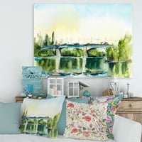 Pejzaž Sa Starim Mostom Preko Rijeke Na Selu Slikarstvo Platno Art Print