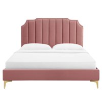 Modway Colette King Performance Velvet platforma krevet u prašnjavoj ruzi