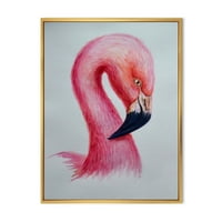Dizajdbal 'Sažetak portret ružičaste flamingo IV' Farmhouse uokvirenog platna Zidno umjetničko otisak