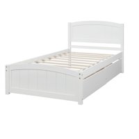 Irene Inevent krevet okvir drveni madrac zaklani za skladišni ladici uzglavlje za uzglavlje za platformu za spavaću sobu, bijeli