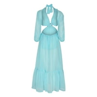 Ljetne haljine za prodaju Holiday Women V-izrez Šivete izdubljene bez ledene remen, tanka duga haljina