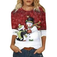 Duge rukave majice za žene Božić Karirano drveće T Shirt Casual pismo Print Dugi rukav Shirt Funny pulover